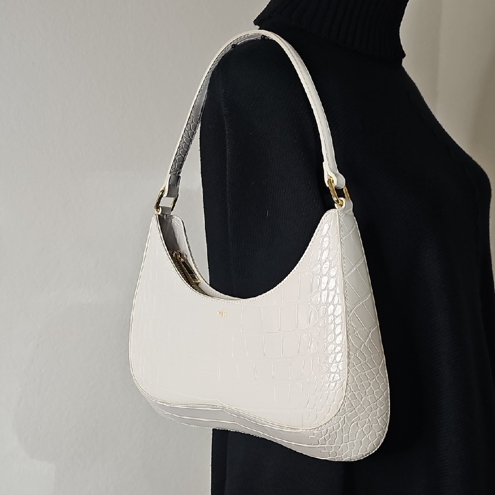 JW PEI White Croc-Embossed Shoulder Bag